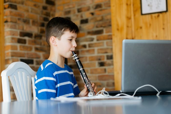 practicing the clarinet with online music lessons