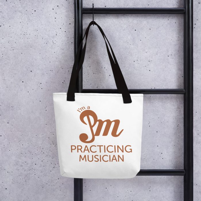 I am a practicing musician - handbag with logo - a carry bag, tote