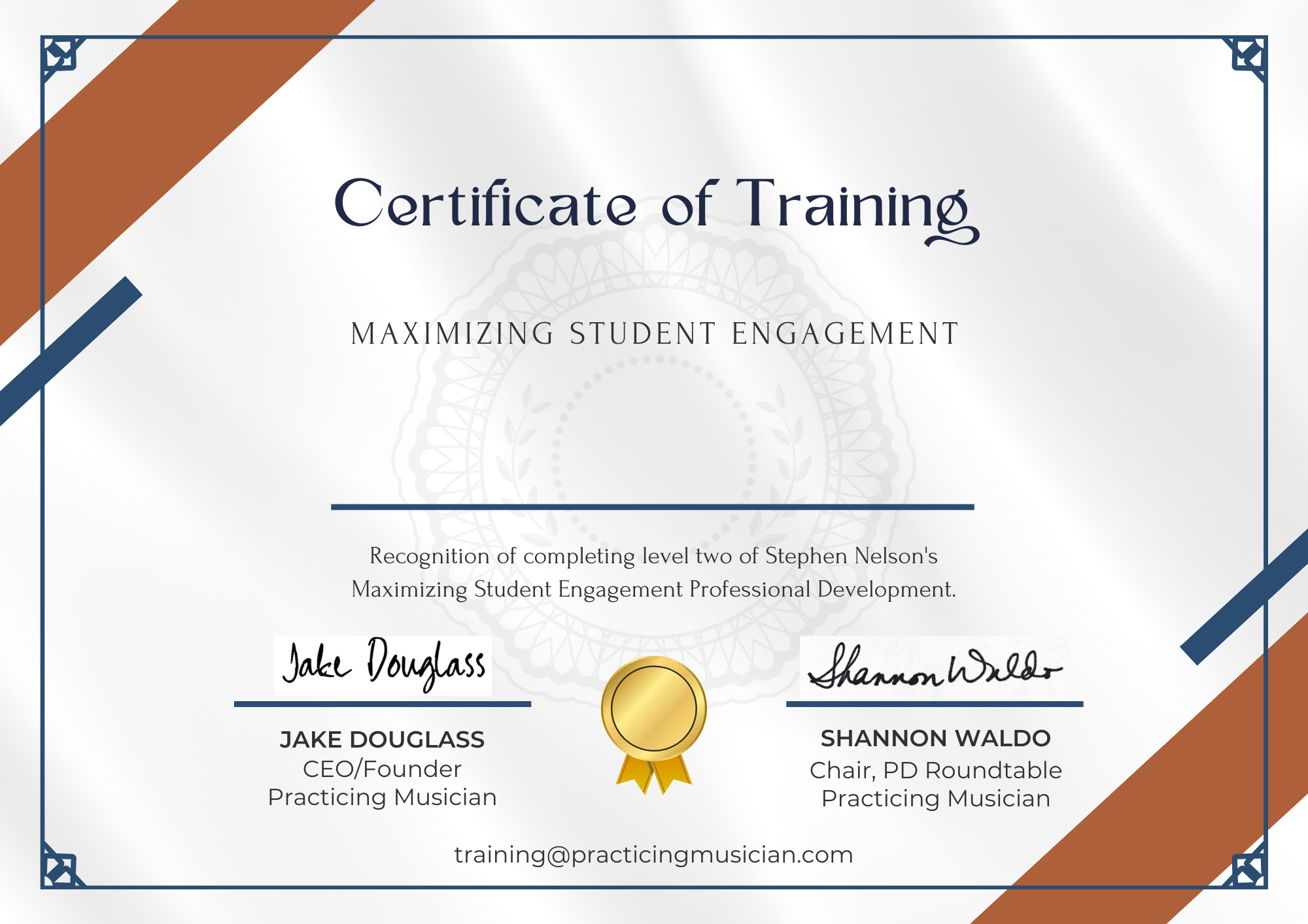 certificate of training music education