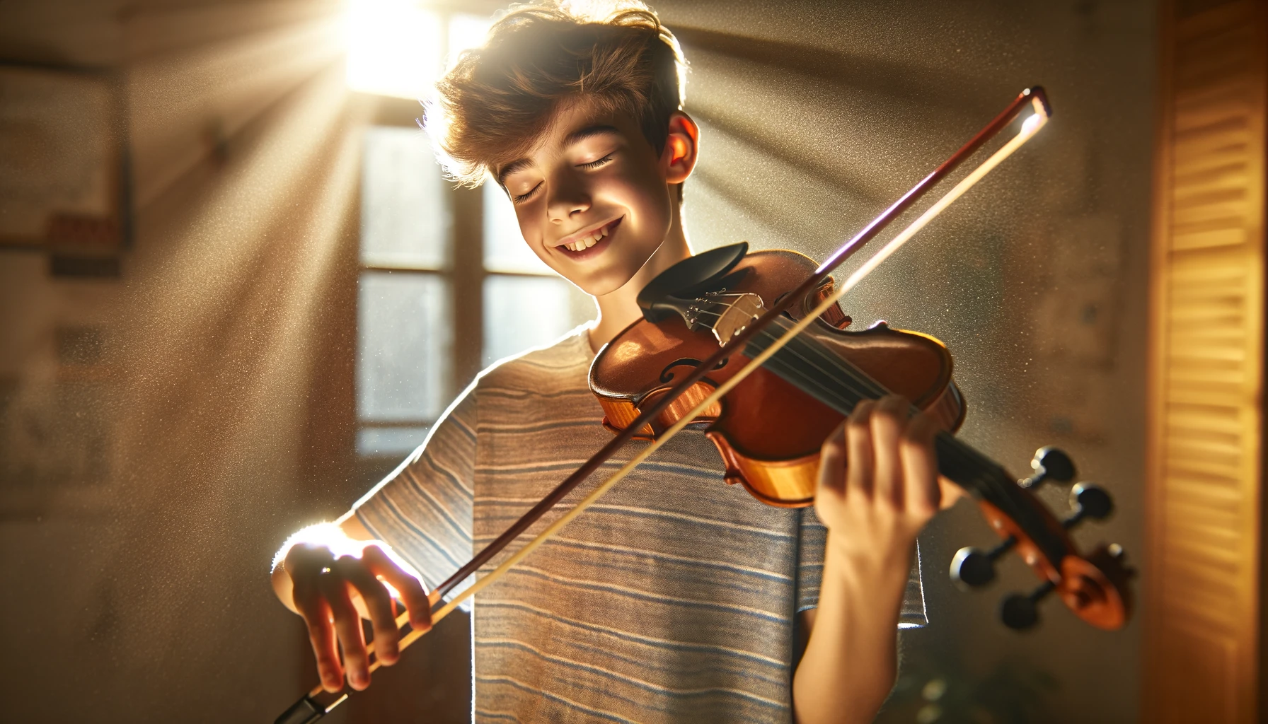 Home school student playing a violin