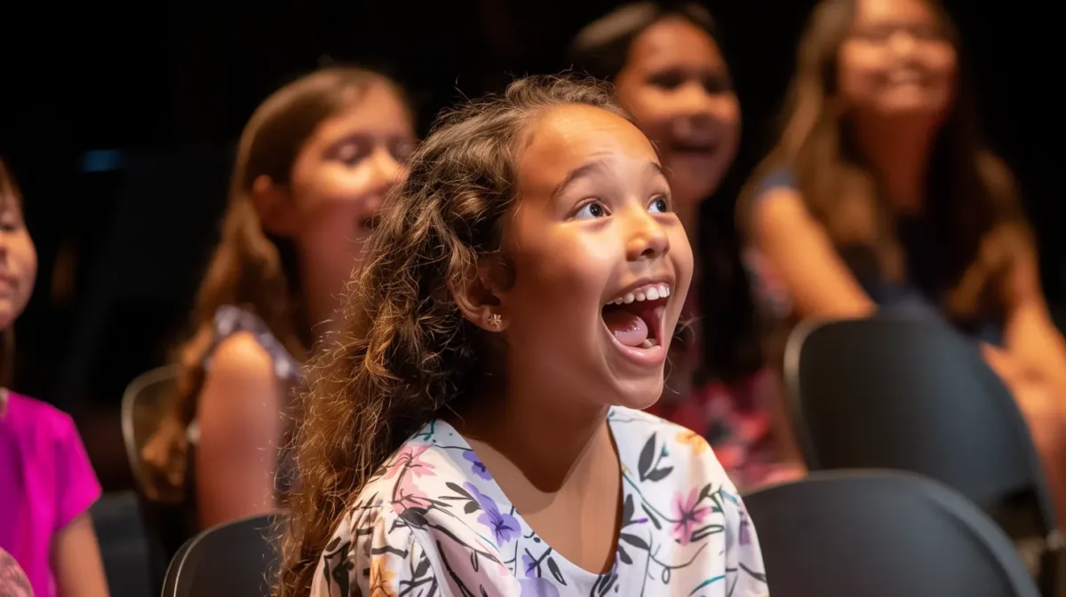 1. student attending a live musical performance, such as a concert or recital, with an excited and engaged expression live performance for homeschool music