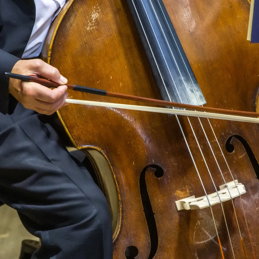 playing an upright bass with a bass bow- Upright Bass Bow Tension