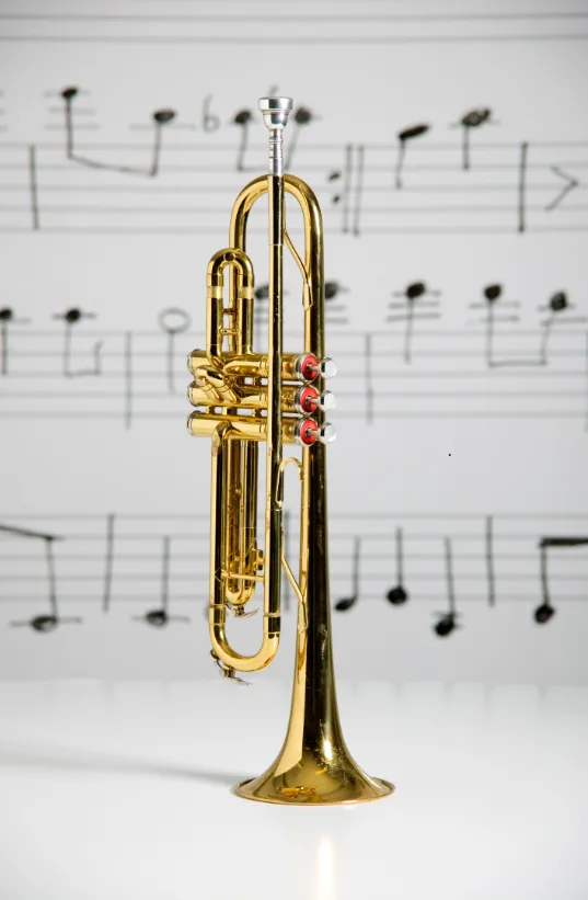 Trumpet with sheet music