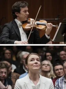 A series of candid shots showing emotional moments between performers and audience members, capturing genuine connections and reactions